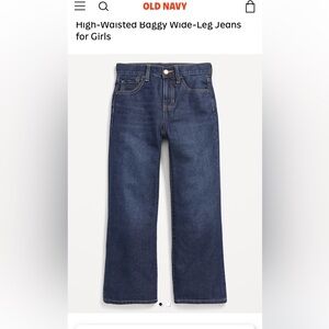 Old Navy Girls High-Waisted Baggy Wide-Leg Jeans - Blue